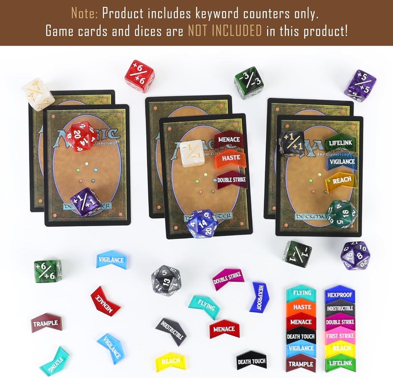 FIGURESLAB Store 60Pcs MTG Abilities Keyword Tokens with Box, Color Coded MTG Creature Stats Buff Tokens for Magic The gatering, Compatible with TCG, CCG Magic Card Games Accessories - Image 5